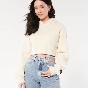 Social Tourist Corset Detail Cropped Hooded Sweatshirt S